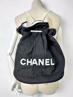 Chanel Black & White Drawstring Bag